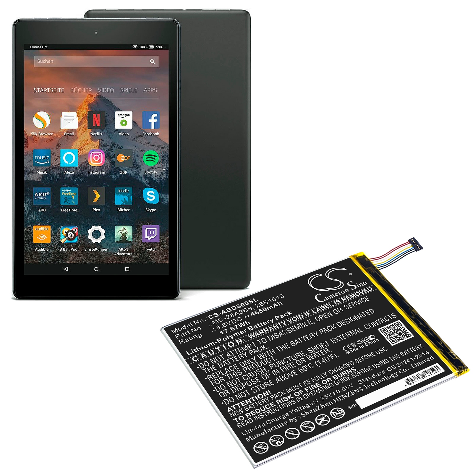 Batteri till Tablett för Amazon Kindle Fire HD 8, PR53DC