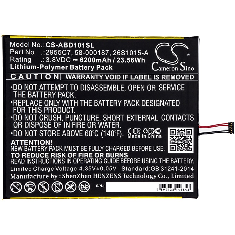 Batteri till Tablett för Amazon Kindle Fire HD 10.1, Kindle Fire HD 10.1 7th, SL056ZE