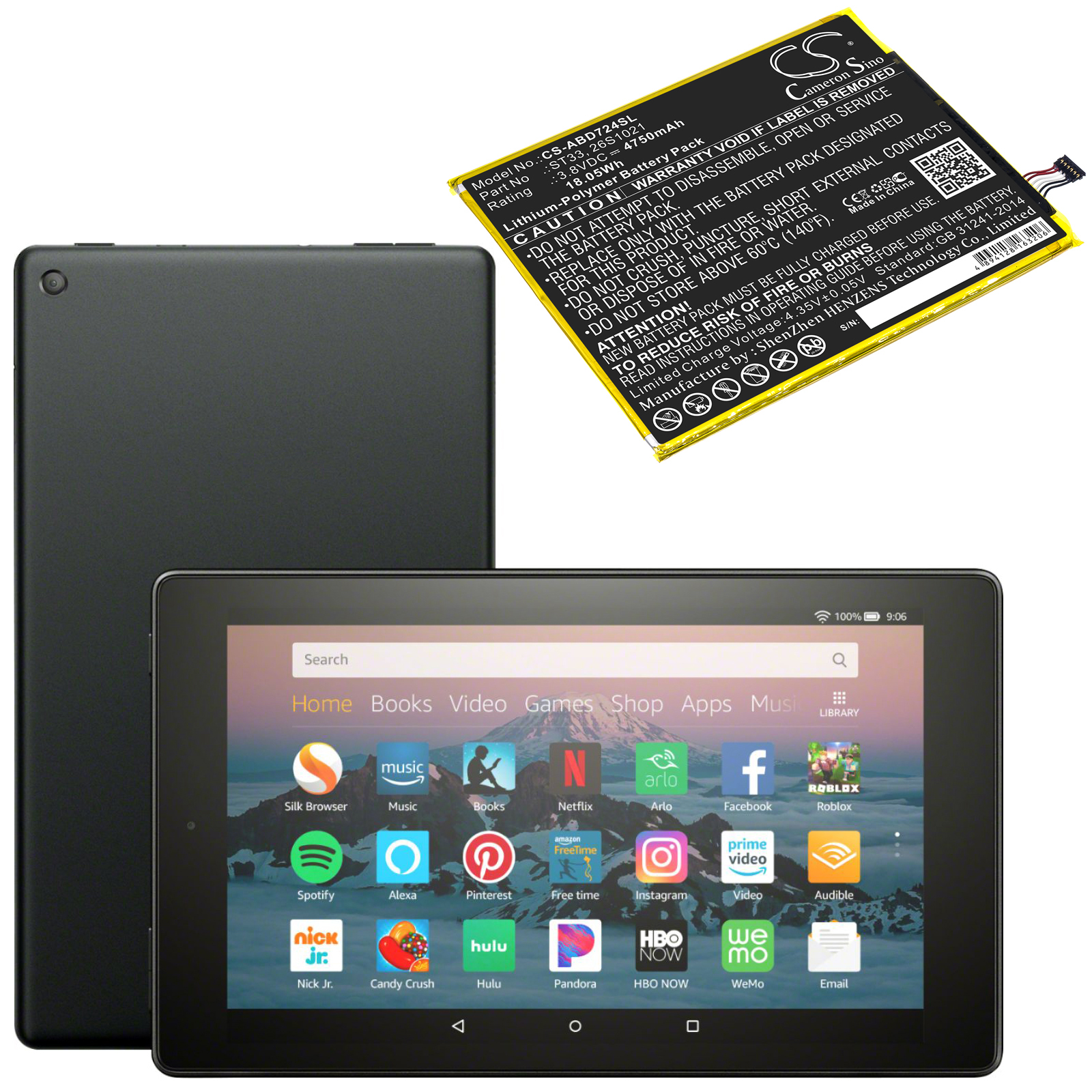 Batteri till Tablett för Amazon Kindle Fire HD 8th, K72LL3, K72LL4