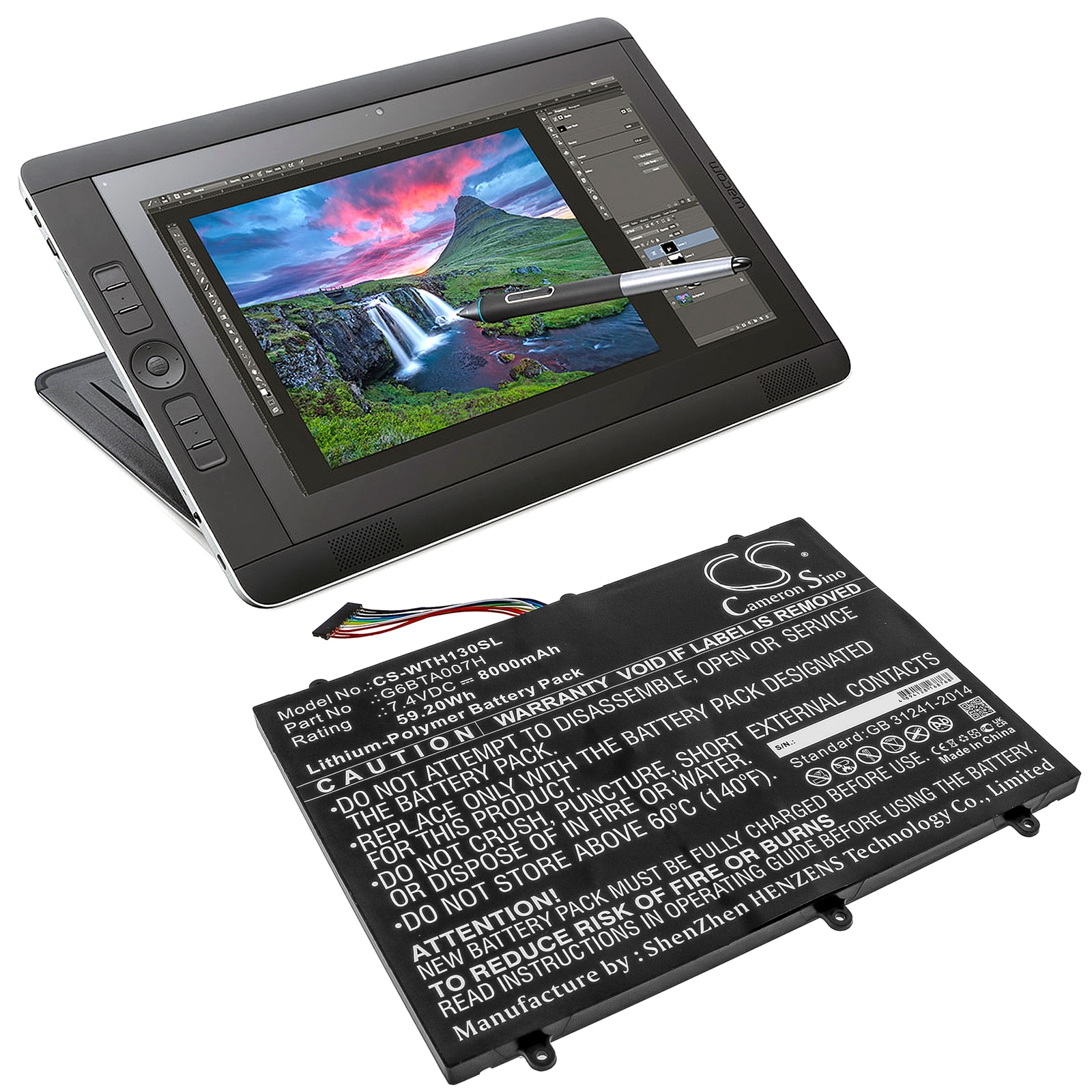 Batteri till Tablett för Wacom Cintiq Companion 2, DTH-W1300