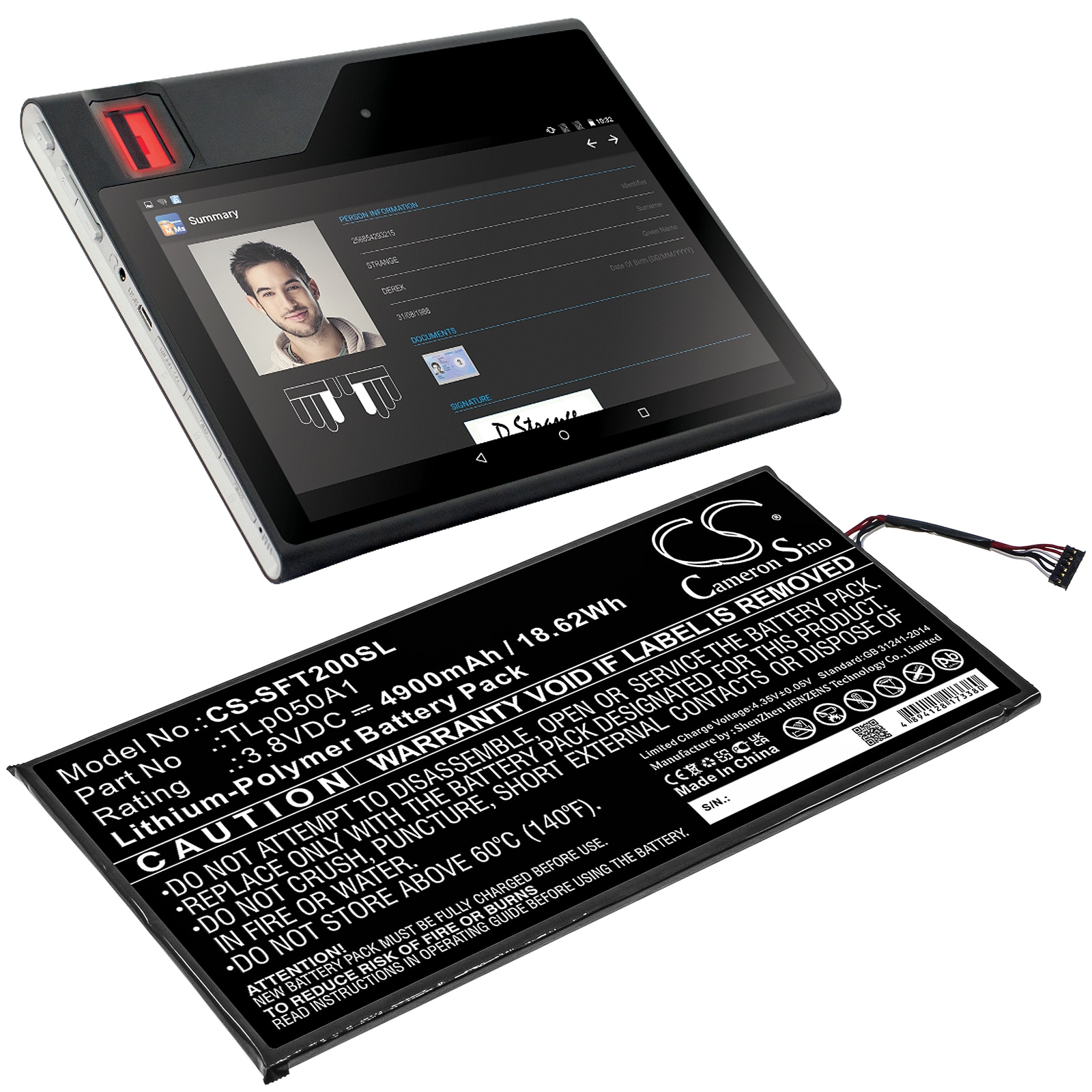 Batteri till Tablett för IDEMIA MorphoTablet 2