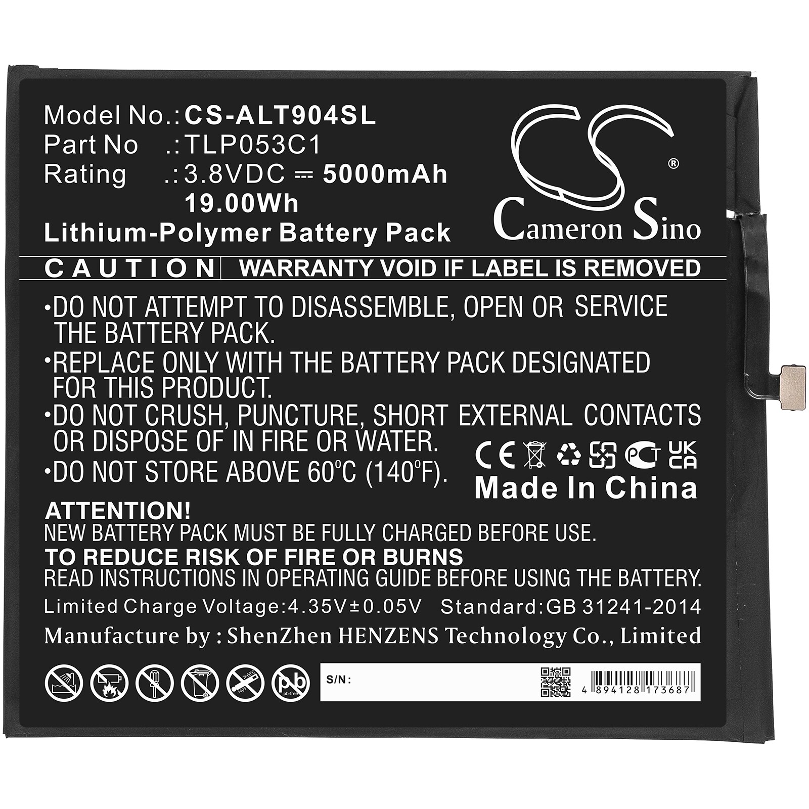 Batteri till Tablett för Alcatel Tab 8, 9048S