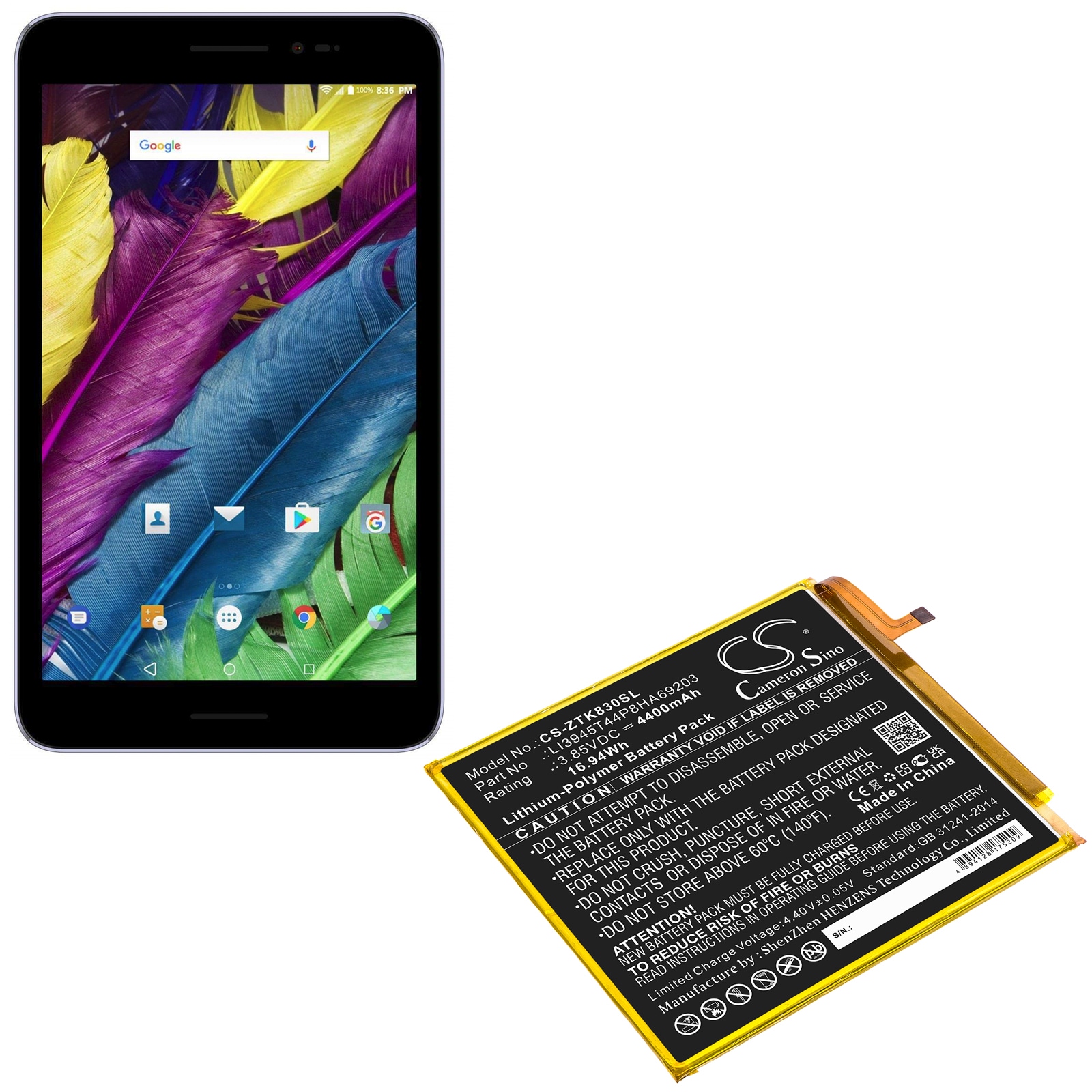 Batteri till Tablett för ZTE Grand X View 2, Zpad 8, K83 m.fl.