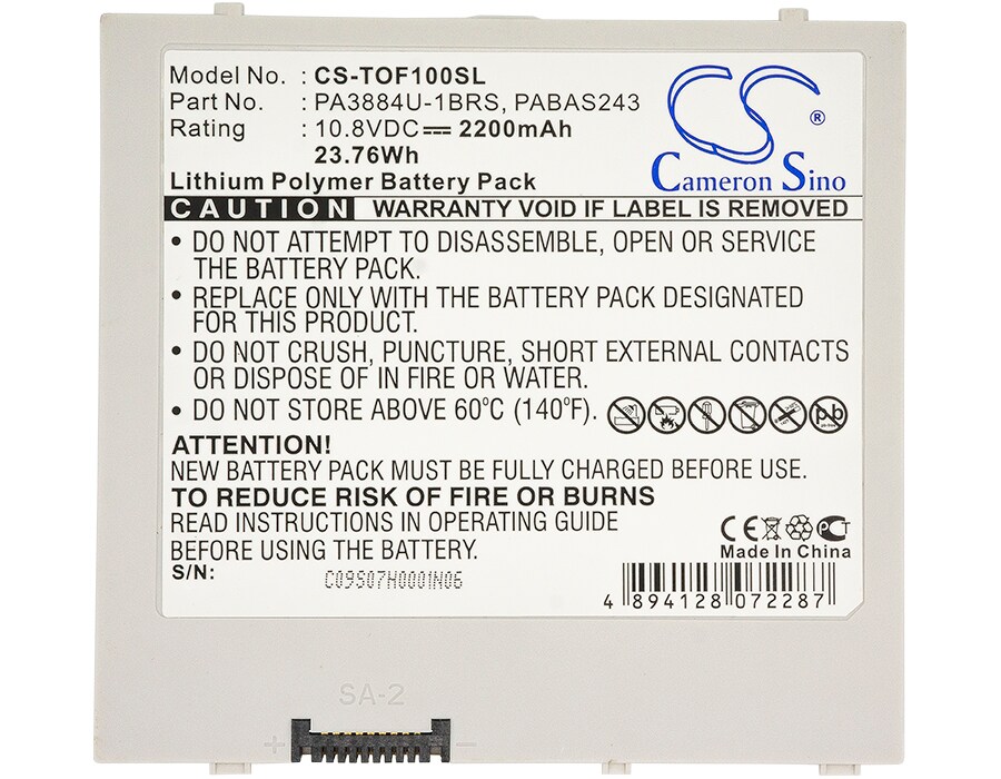 Batteri till Tablett för Toshiba 10 Thrive, Follo 100, Thrive AT105-T016 m.fl.