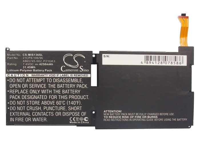 Batteri till Tablett för Microsoft Surface, Surface RT, 9HR-00005 m.fl.