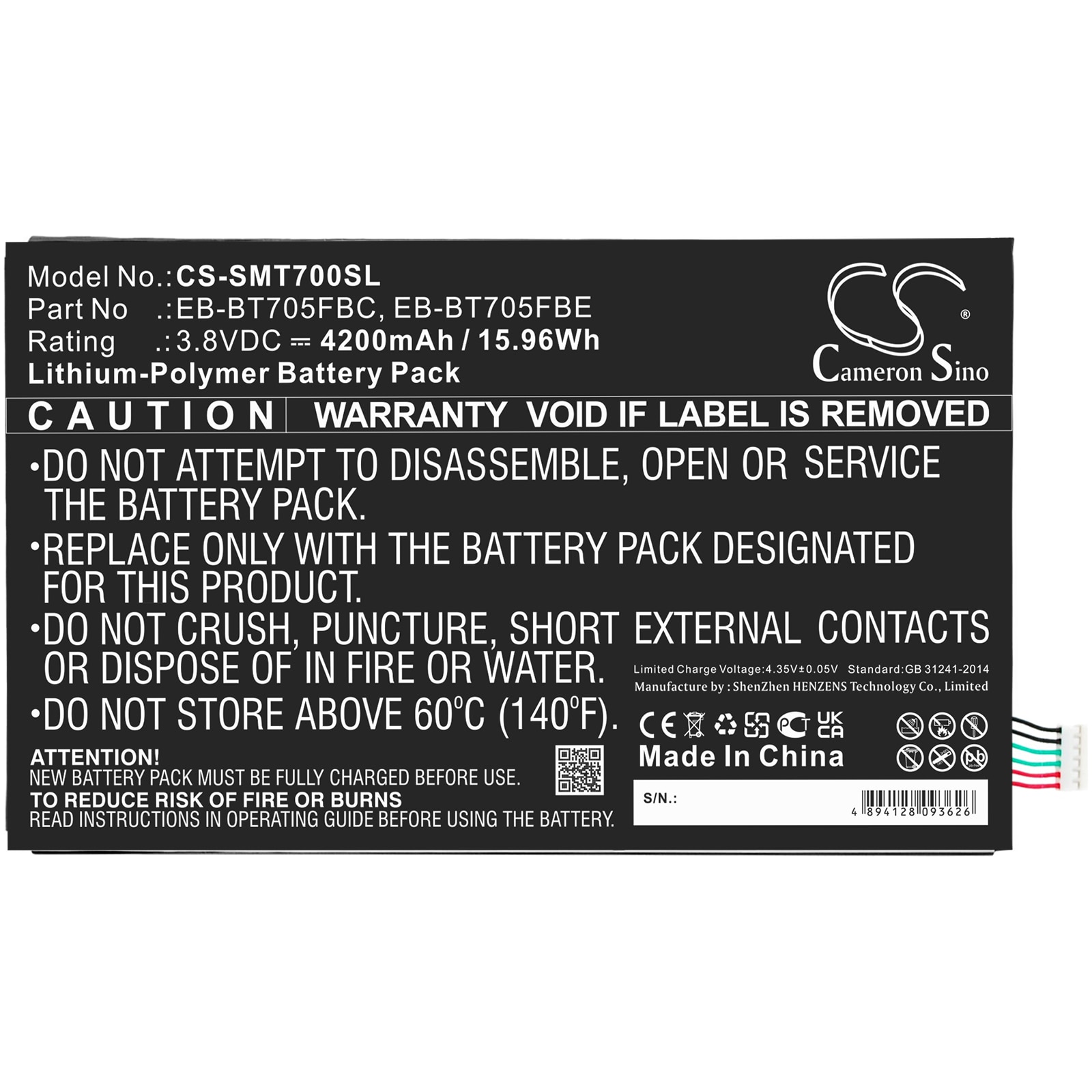 Batteri till Tablett för Samsung Galaxy Tab S 8.4, SM-T700, SM-T705 m.fl.