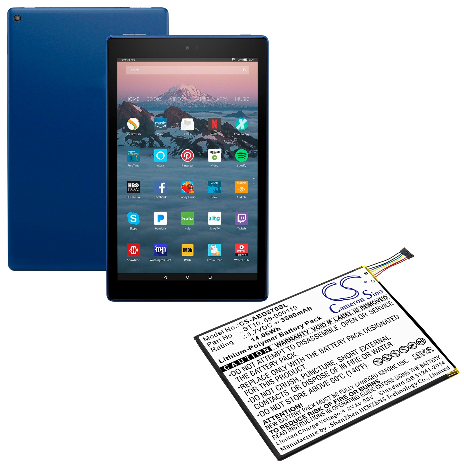 Batteri till Tablett för Amazon Kindle Fire HD 10, Kindle Fire HD 10.1, SR87CV m.fl.