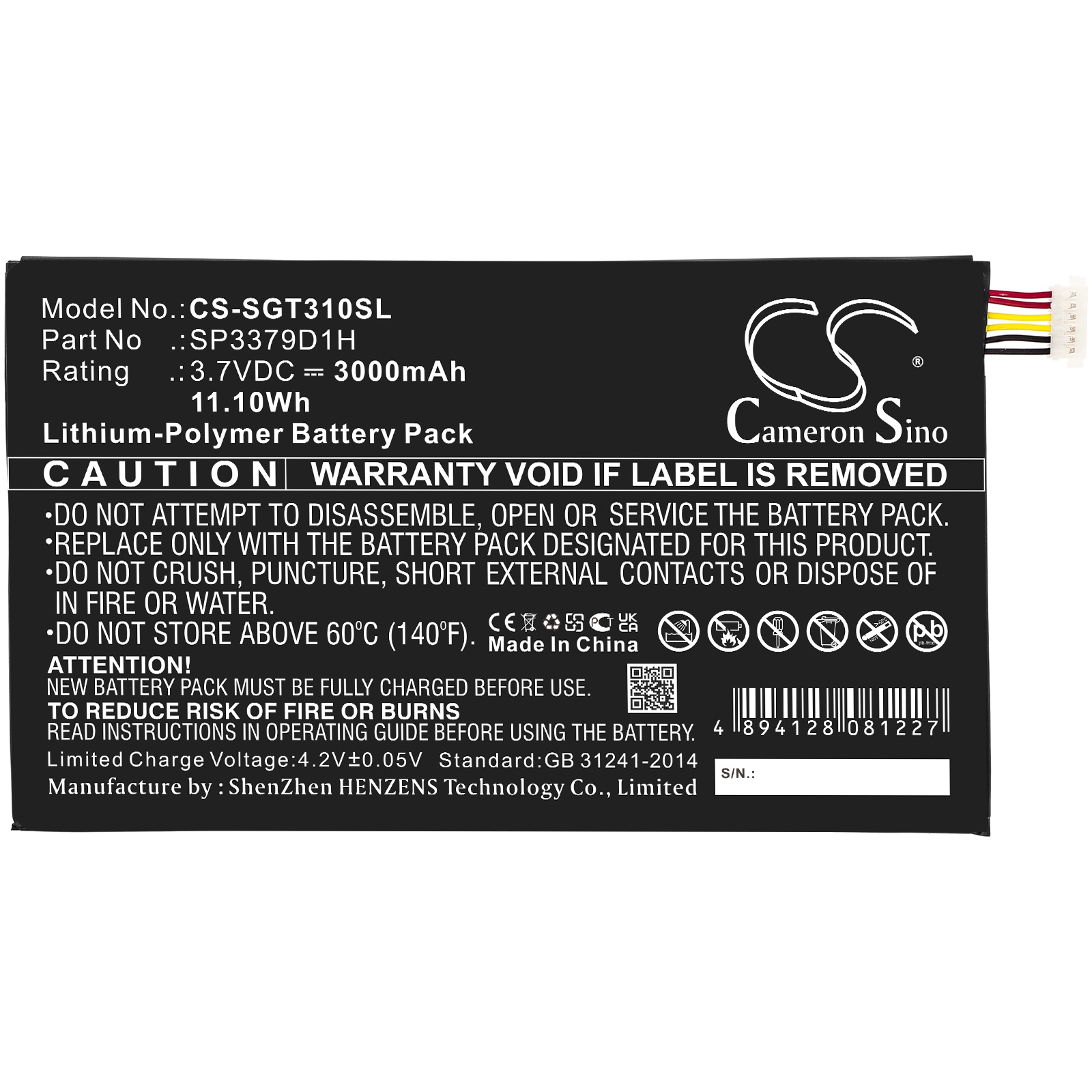 Batteri till Tablett för Samsung Galaxy Tab3, Galaxy Tab 3, SM-T310 m.fl.