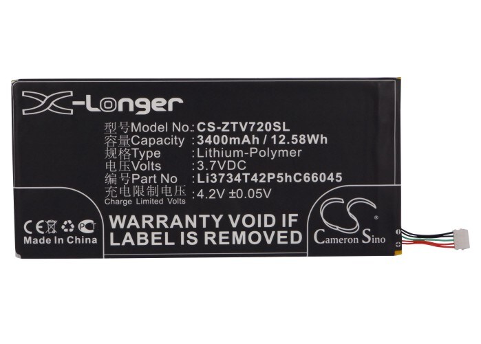 Batteri till Tablett för ZTE V72, V72a, Velox