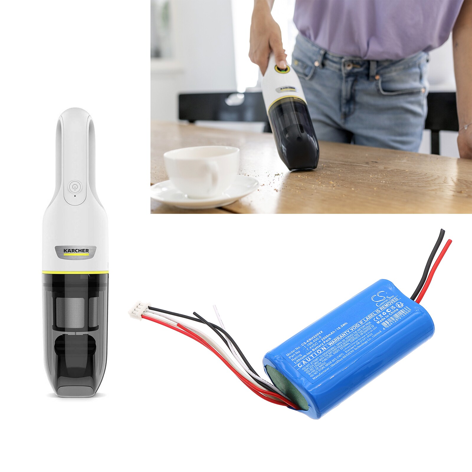 Batteri till Vakuum för Karcher 1.198-400.0, VCH2