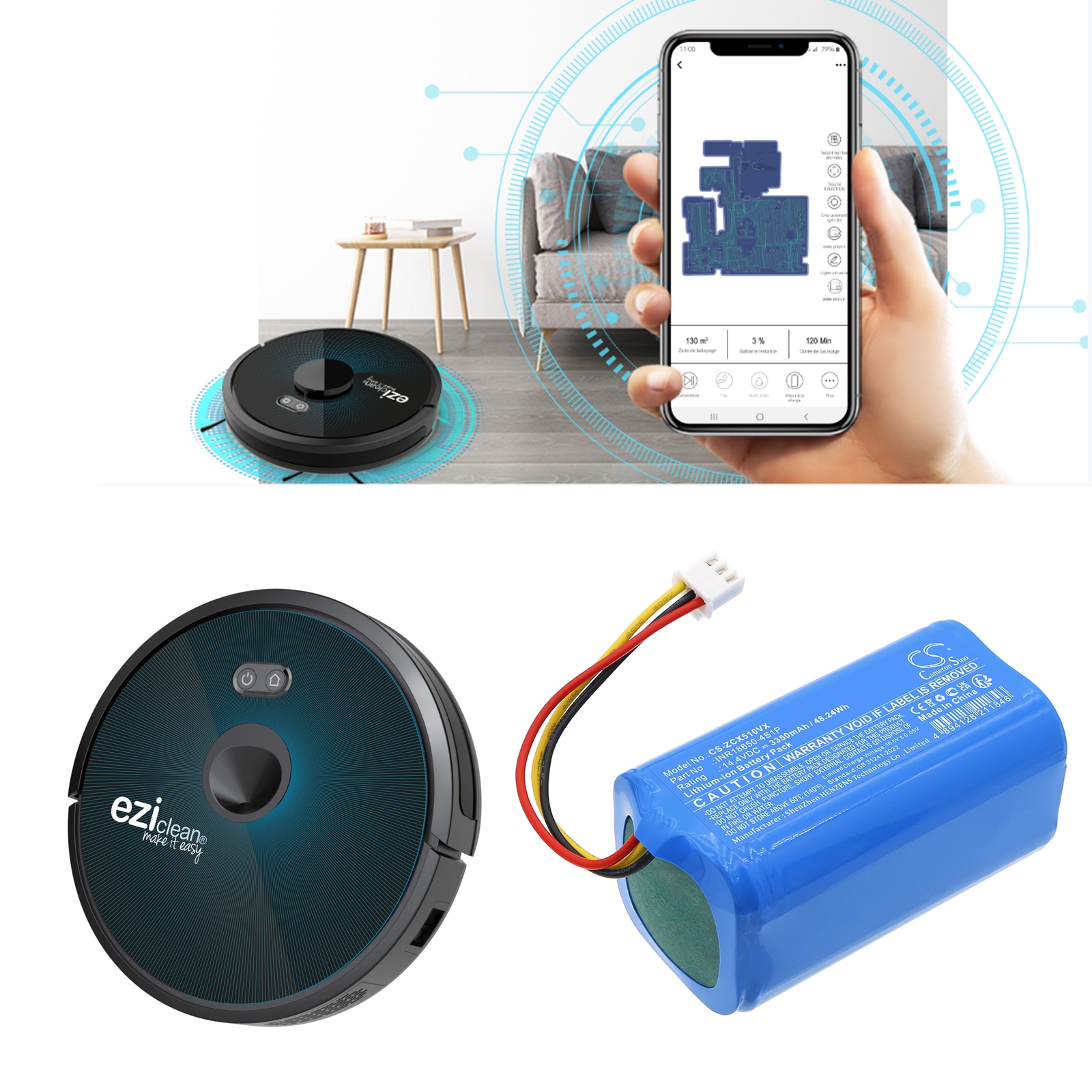 Batteri till Vakuum för EZIclean Aqua connect S200, Aqua connect S250 m.fl.