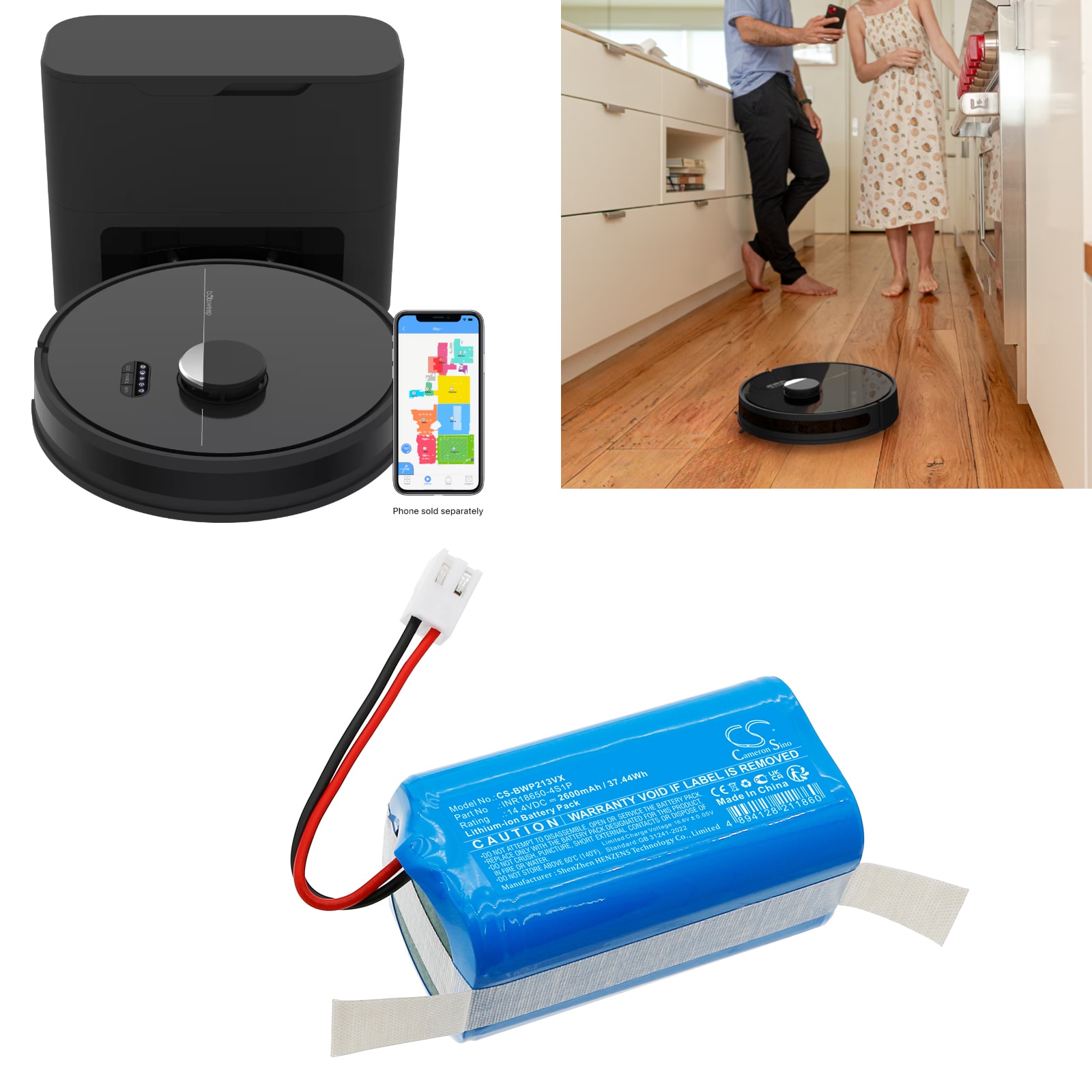 Batteri till Vakuum för Bobsweep Dustin, PET24-7-213