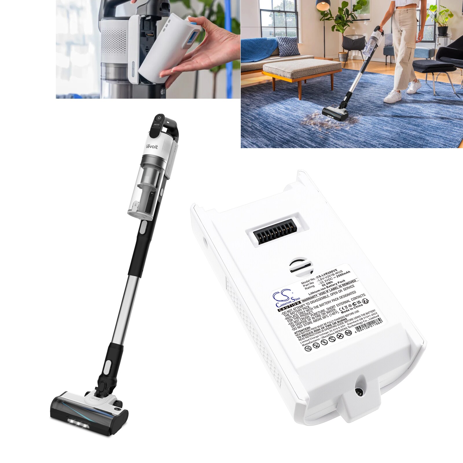 Batteri till Vakuum för Levoit LVAC-200, LVAC-200 Cordless Stick Vacuum