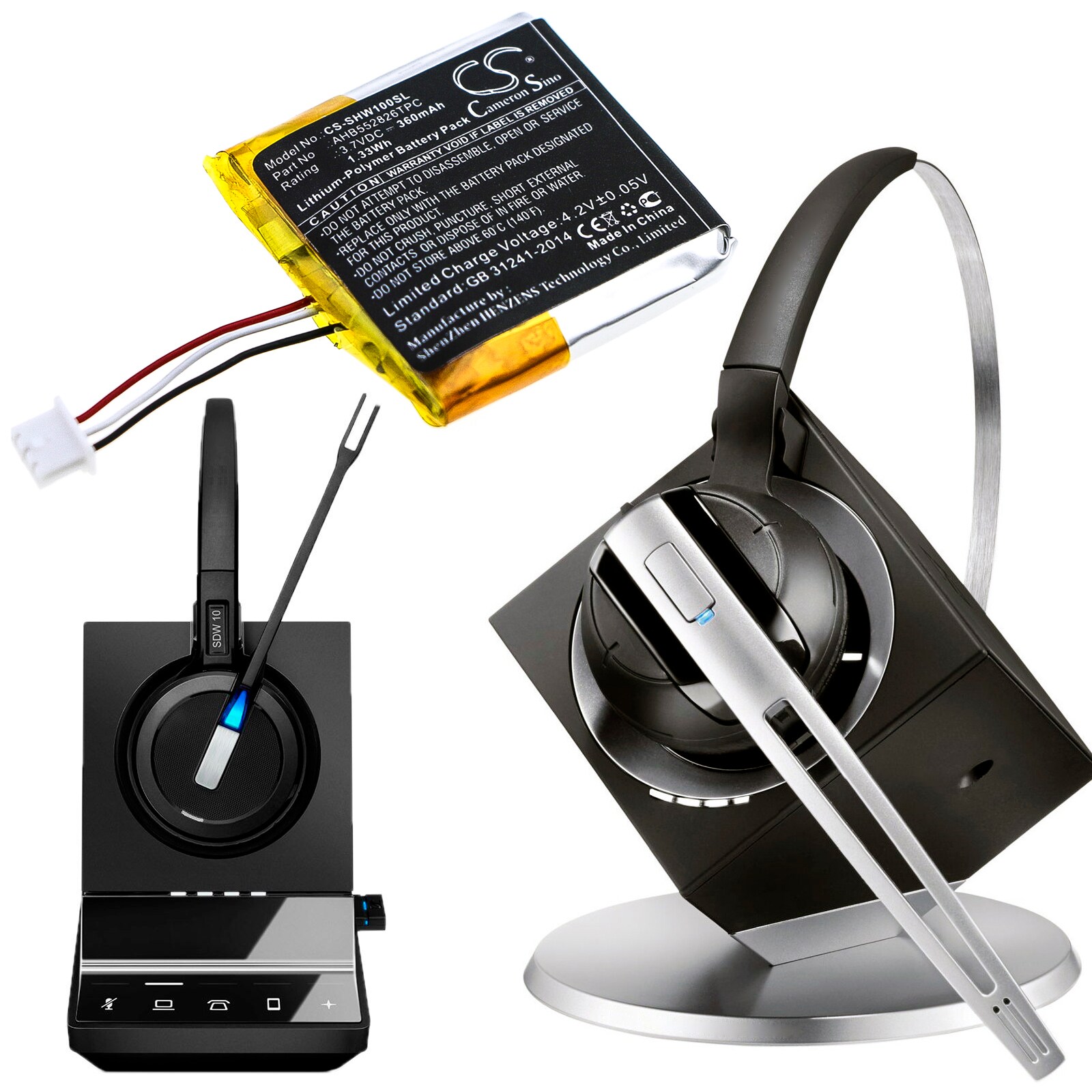 Batteri till Trådlöst headset för Sennheiser SDW 10, SDW 10 HS, SDW 5013 m.fl.