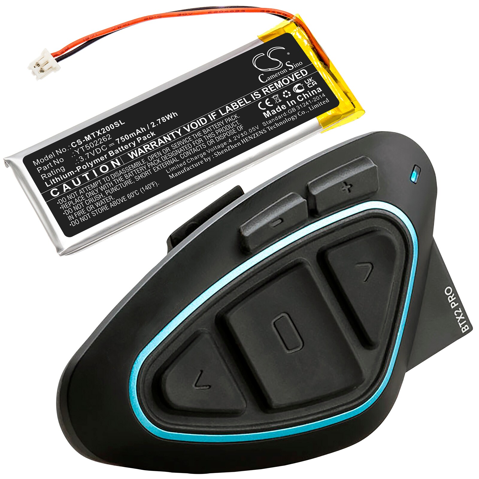 Batteri till Trådlöst headset för Midland BTX2 Pro, BTX1 Pro, BTX1 Pro S m.fl.