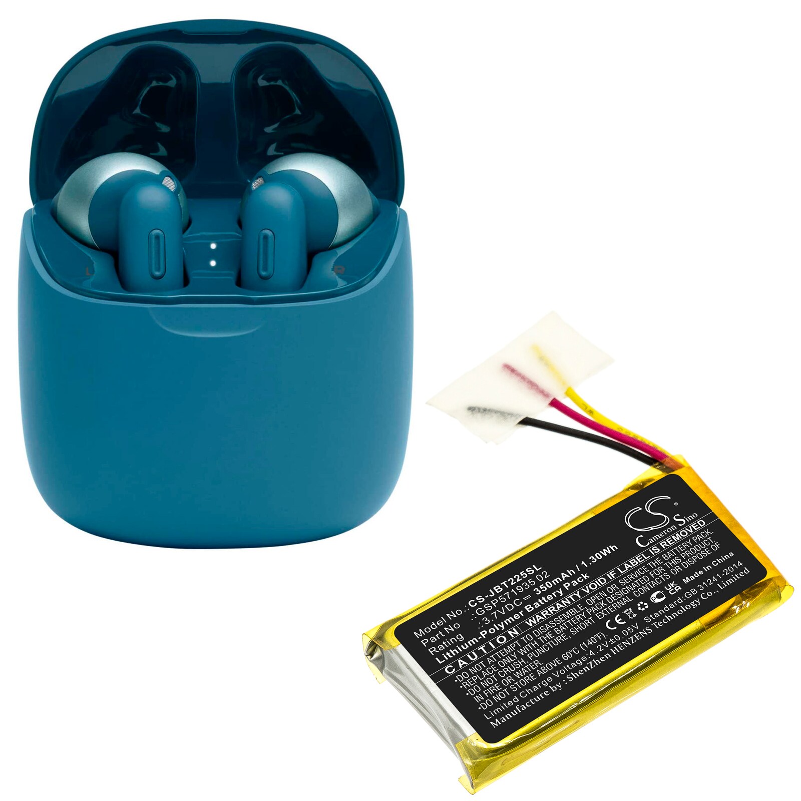 Batteri till Trådlöst headset för JBL Tune 225 TWS Charging Case