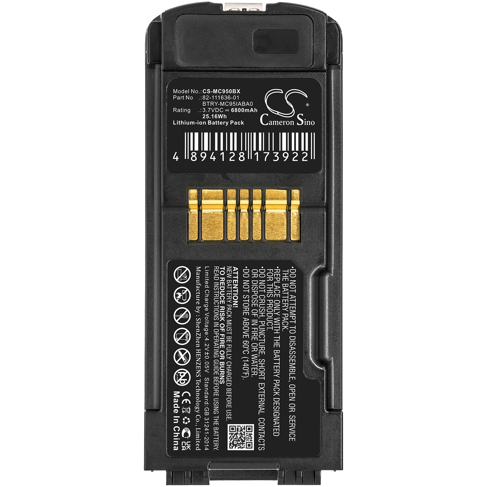Batteri till Streckkodsläsare för Symbol MC9500, MC9590, MC9596