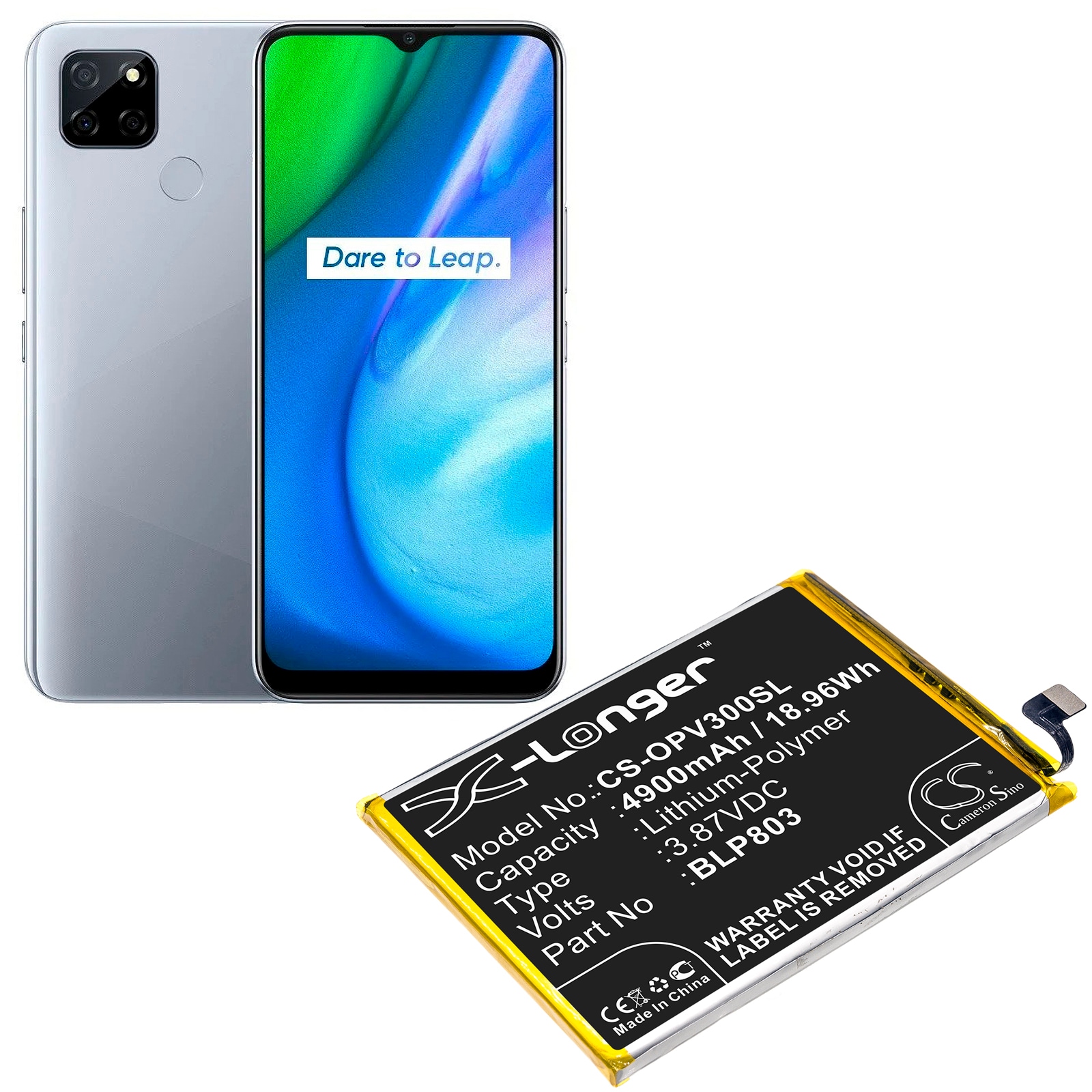 Batteri till SmartPhone, Mobil för OPPO Realme V3