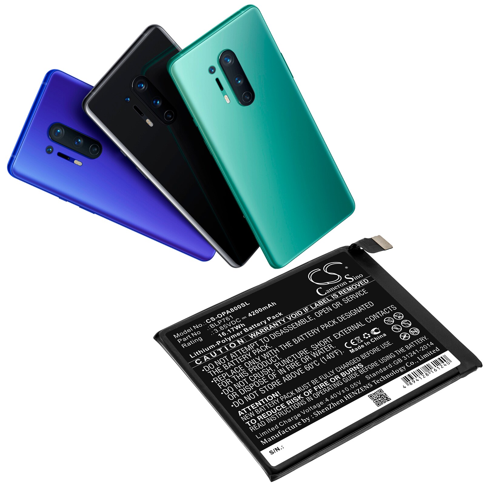 Batteri till SmartPhone, Mobil för Oneplus 8 5G, N20190, IN2010 m.fl.
