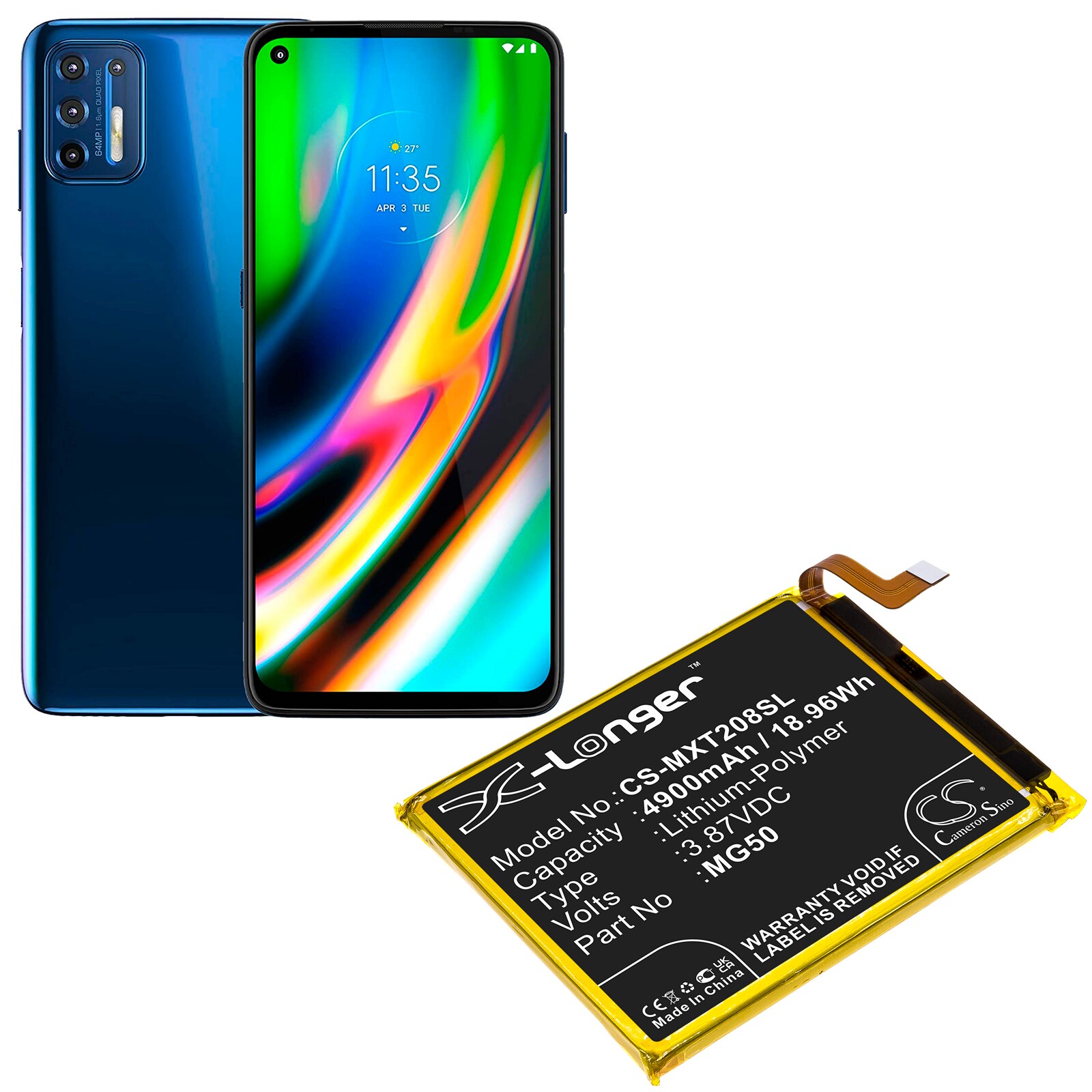 Batteri till SmartPhone, Mobil för Motorola Moto G9 Plus, Moto G9 Plus 2020, XT2087-1 m.fl.