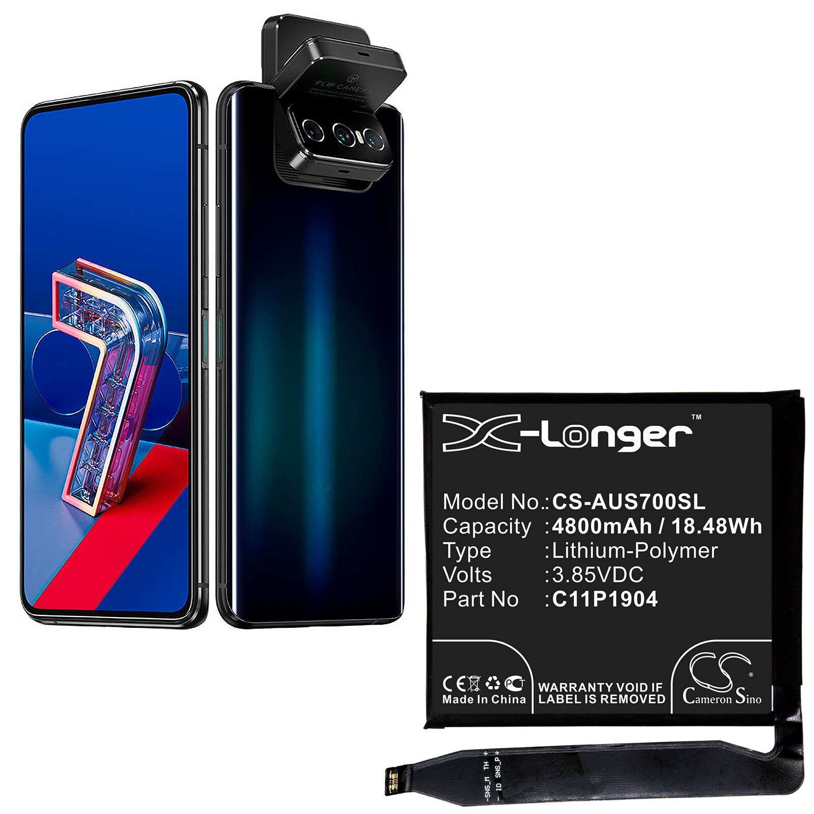 Batteri till SmartPhone, Mobil för Asus ZenFone 7, ZenFone 7 Pro, ZS670KS m.fl.