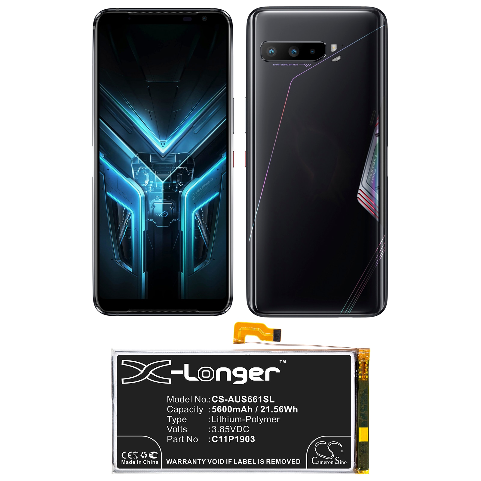 Batteri till SmartPhone, Mobil för Asus ROG Phone III, ROG Phone 3, ZS661KS