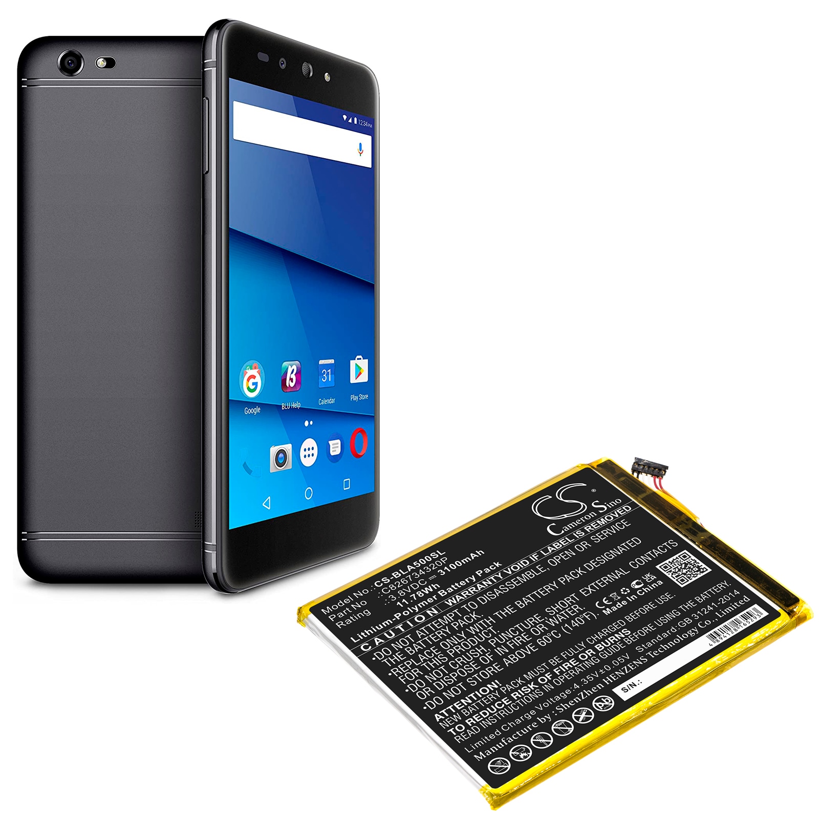 Batteri till SmartPhone, Mobil för BLU Advance A5 Plus LTE, A0031WW, Grand XL m.fl.