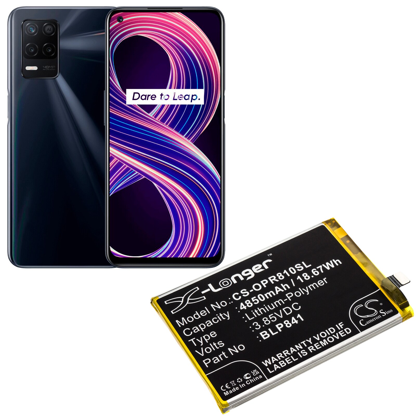 Batteri till SmartPhone, Mobil för OPPO Realme 8, Realme Q3, Realme Q3I m.fl.