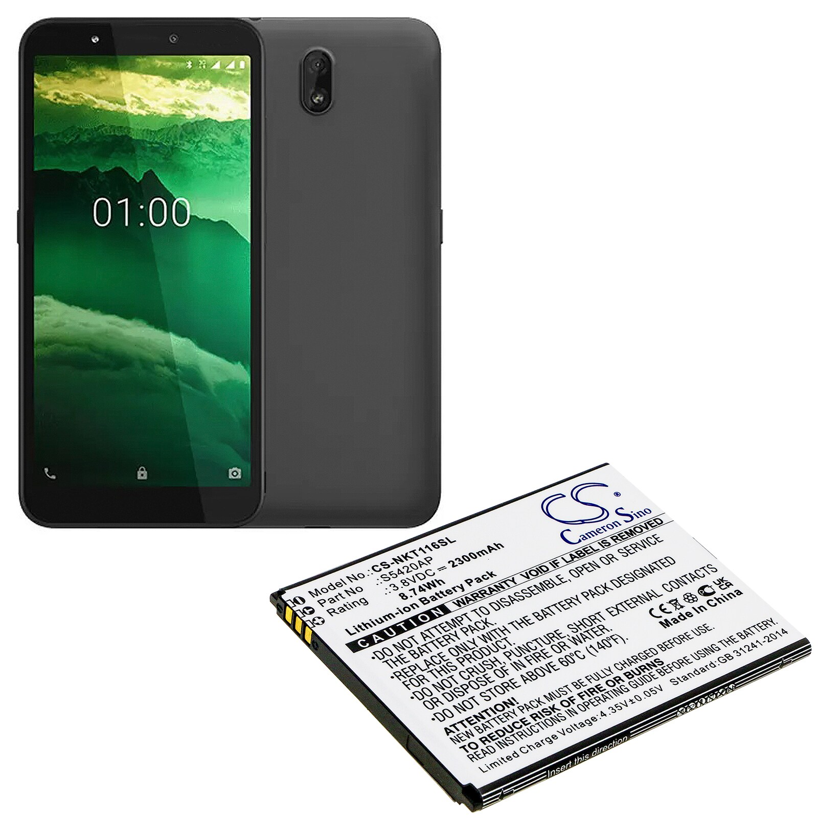 Batteri till SmartPhone, Mobil för Nokia C1 2019, TA-1165