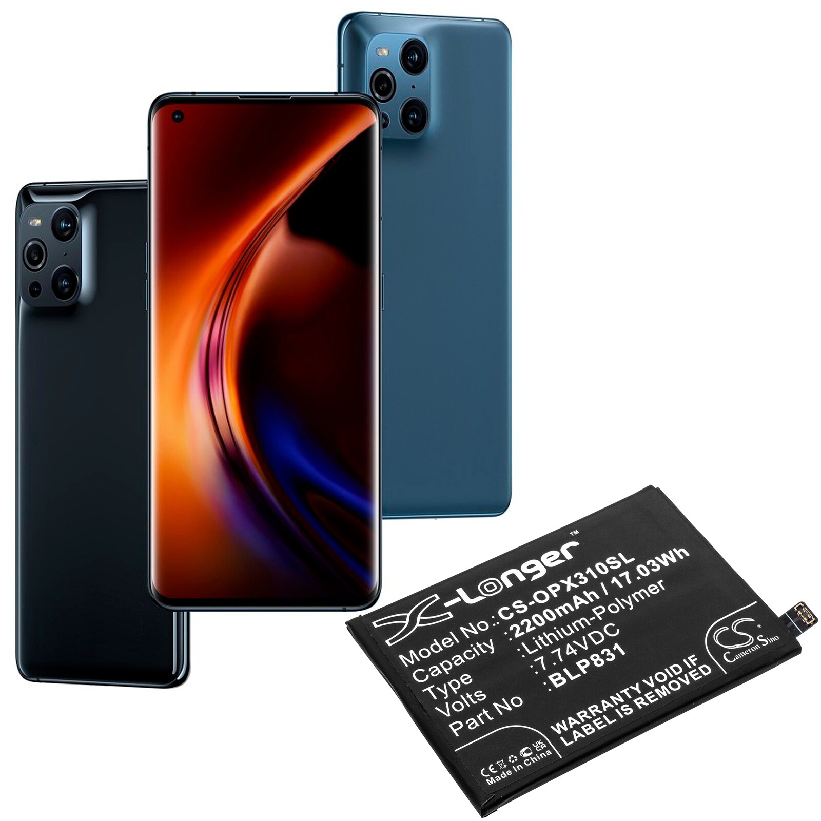 Batteri till SmartPhone, Mobil för OPPO Find X3 Pro, PEEM00, CPH2173 m.fl.