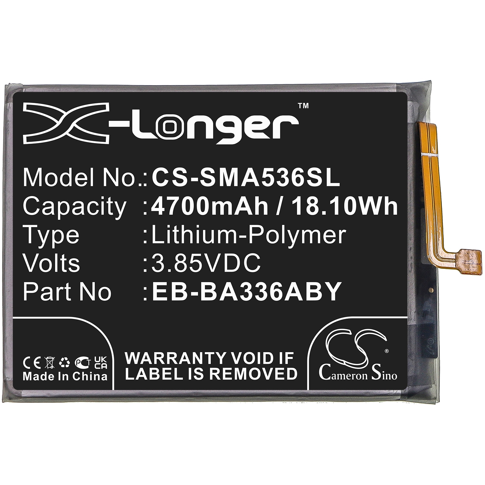 Batteri till SmartPhone, Mobil för Samsung Galaxy A53 5G 2022, SM-A536U, SM-A536U1 m.fl.