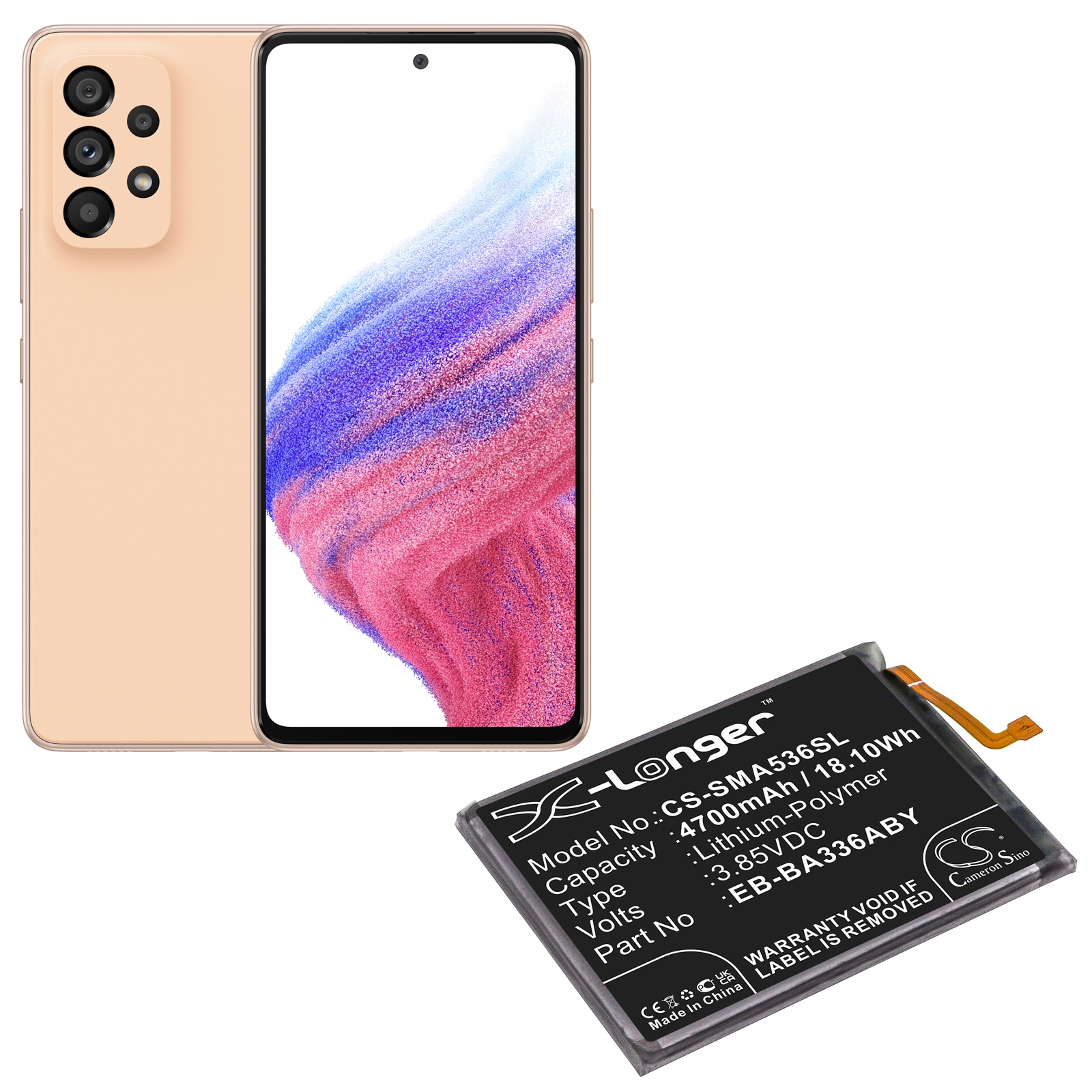 Batteri till SmartPhone, Mobil för Samsung Galaxy A53 5G 2022, SM-A536U, SM-A536U1 m.fl.