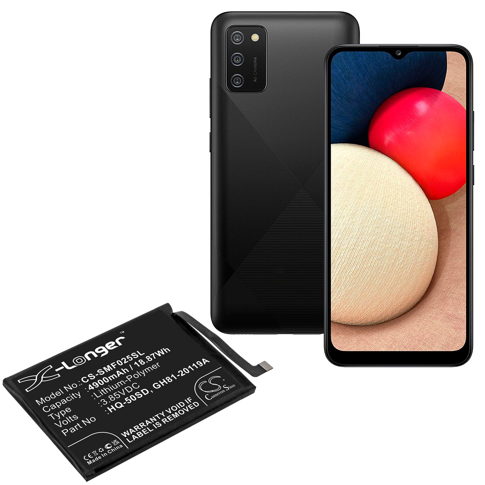 Batteri till SmartPhone, Mobil för Samsung Galaxy A02s, SM-A025F, M-A025U m.fl.