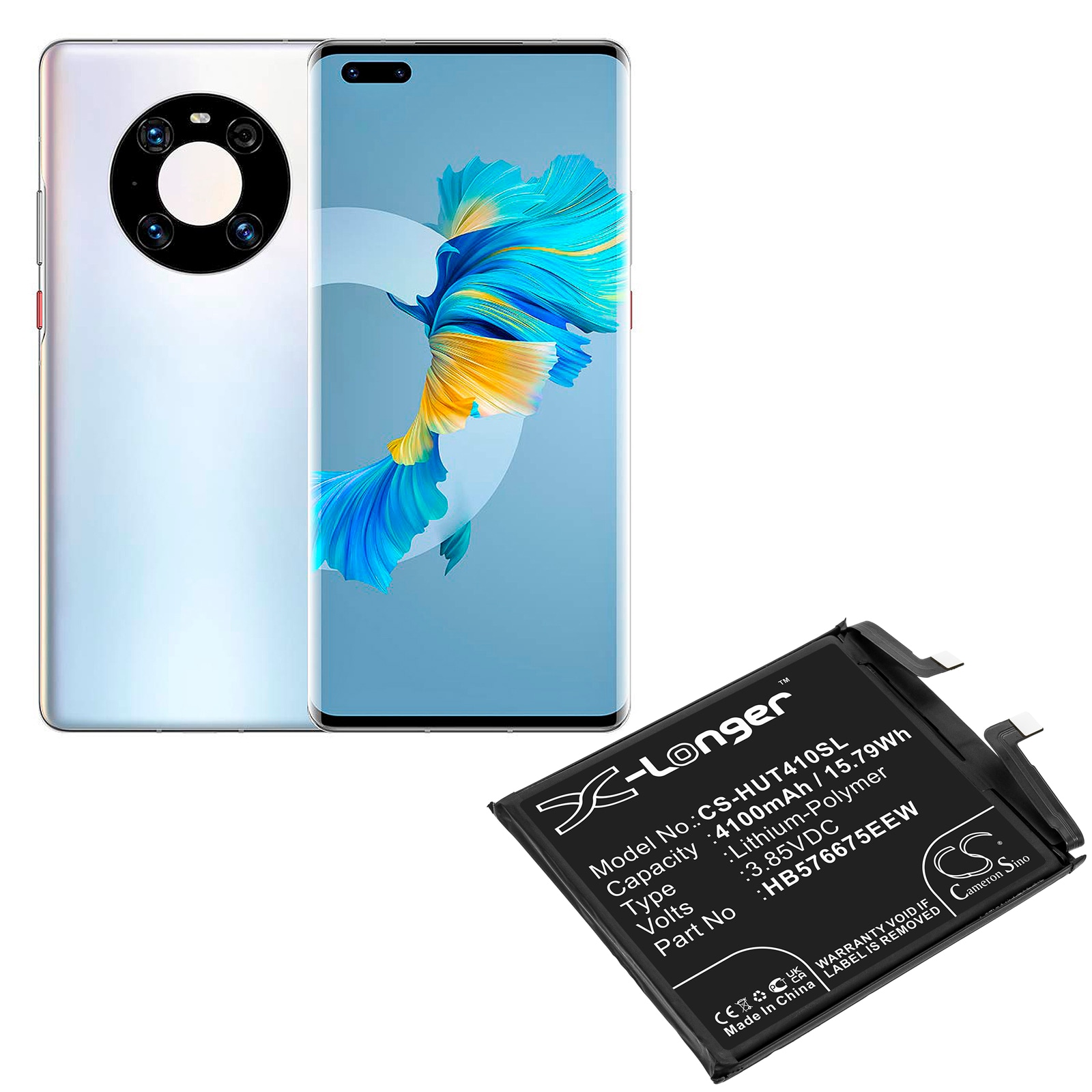 Batteri till SmartPhone, Mobil för Huawei Mate 40 Pro, NOH-AN00, NOH-TN00 m.fl.