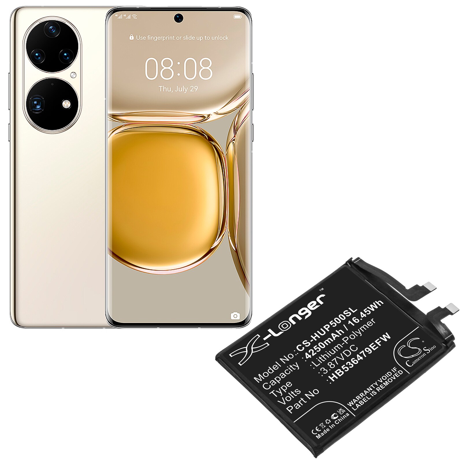 Batteri till SmartPhone, Mobil för Huawei P50 Pro, JAD-LX9, JAD-L09 m.fl.
