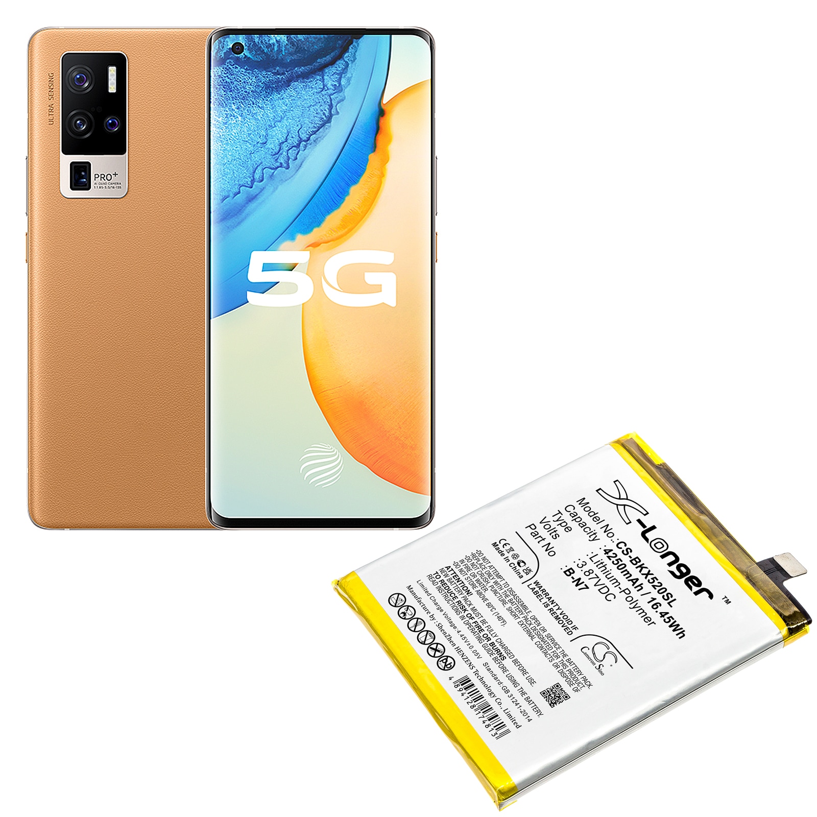 Batteri till SmartPhone, Mobil för VIVO X50 Pro+, X50 Pro Plus, V2011A