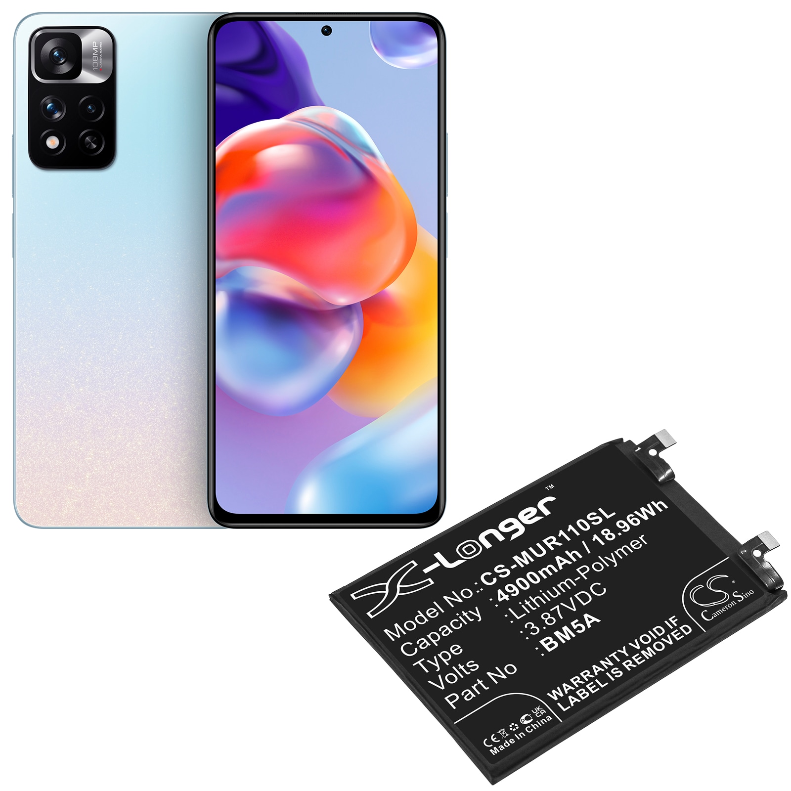 Batteri till SmartPhone, Mobil för Xiaomi Redmi Note 11 Pro, 21091116C, Note 11i 5G m.fl.
