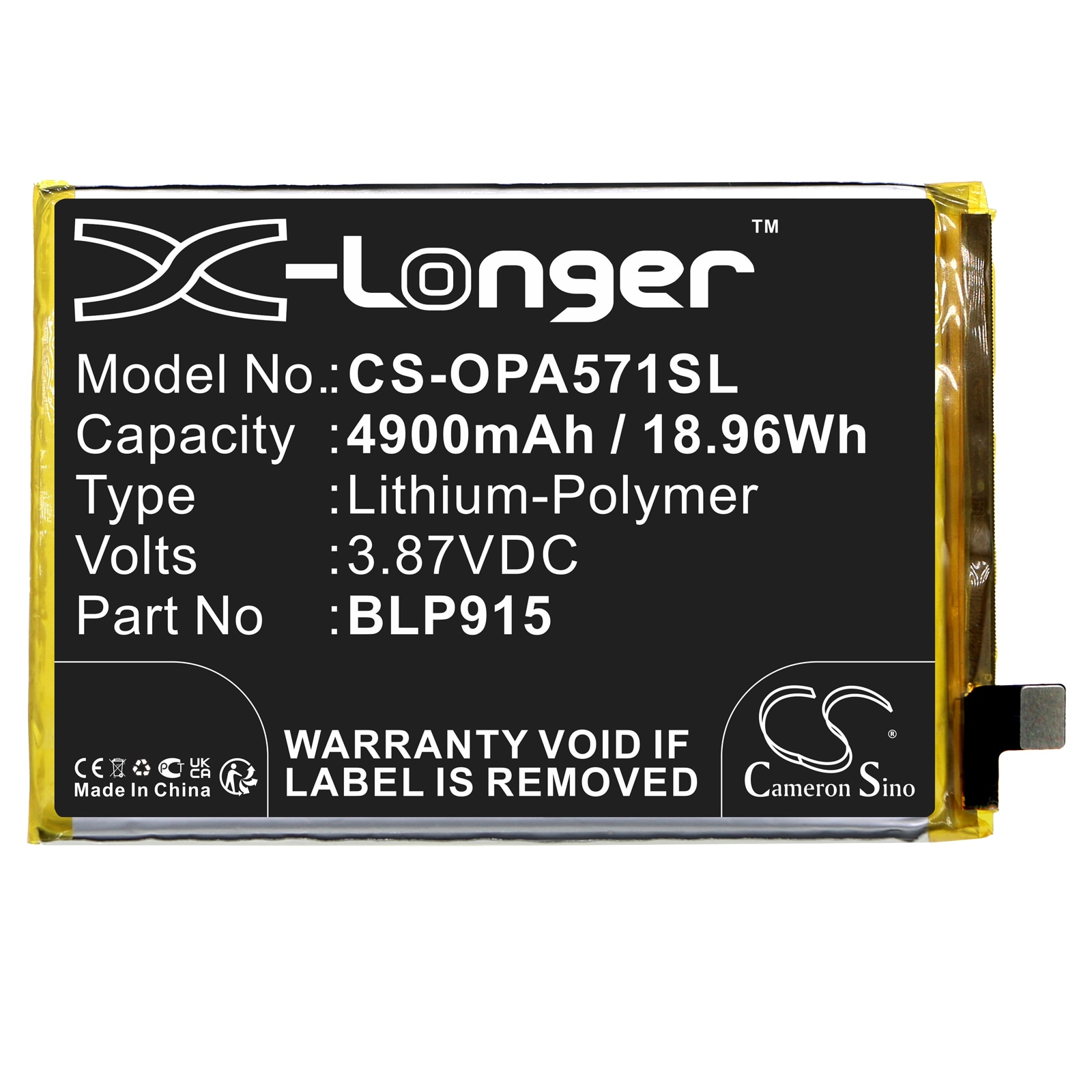 Batteri till SmartPhone, Mobil för OPPO A57 5G, A57 5G 2022, PFTM20