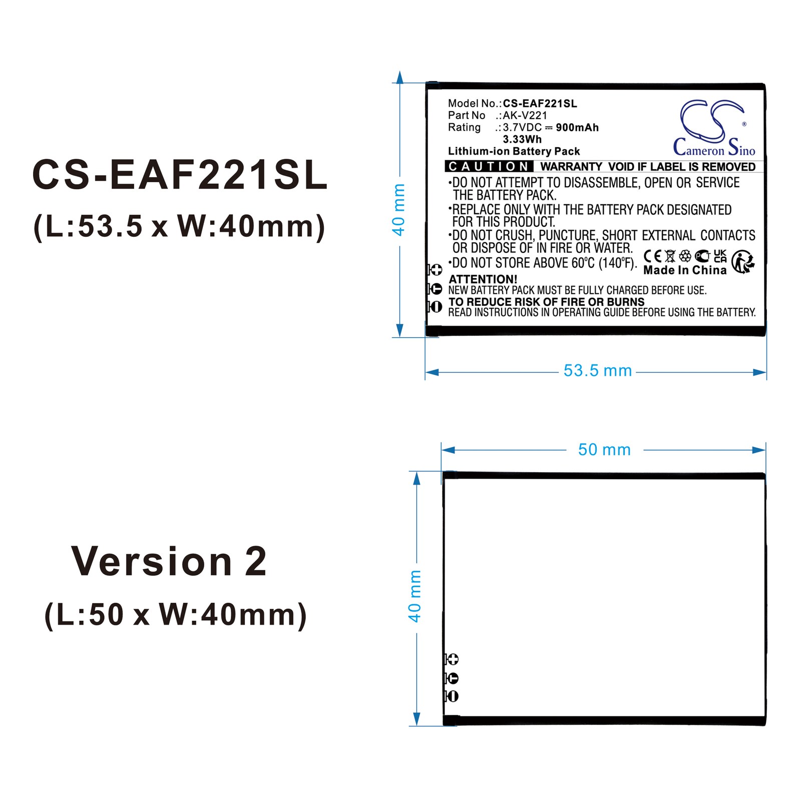 Batteri till SmartPhone, Mobil för Emporia Flip V221, Active glam V221 4G m.fl.