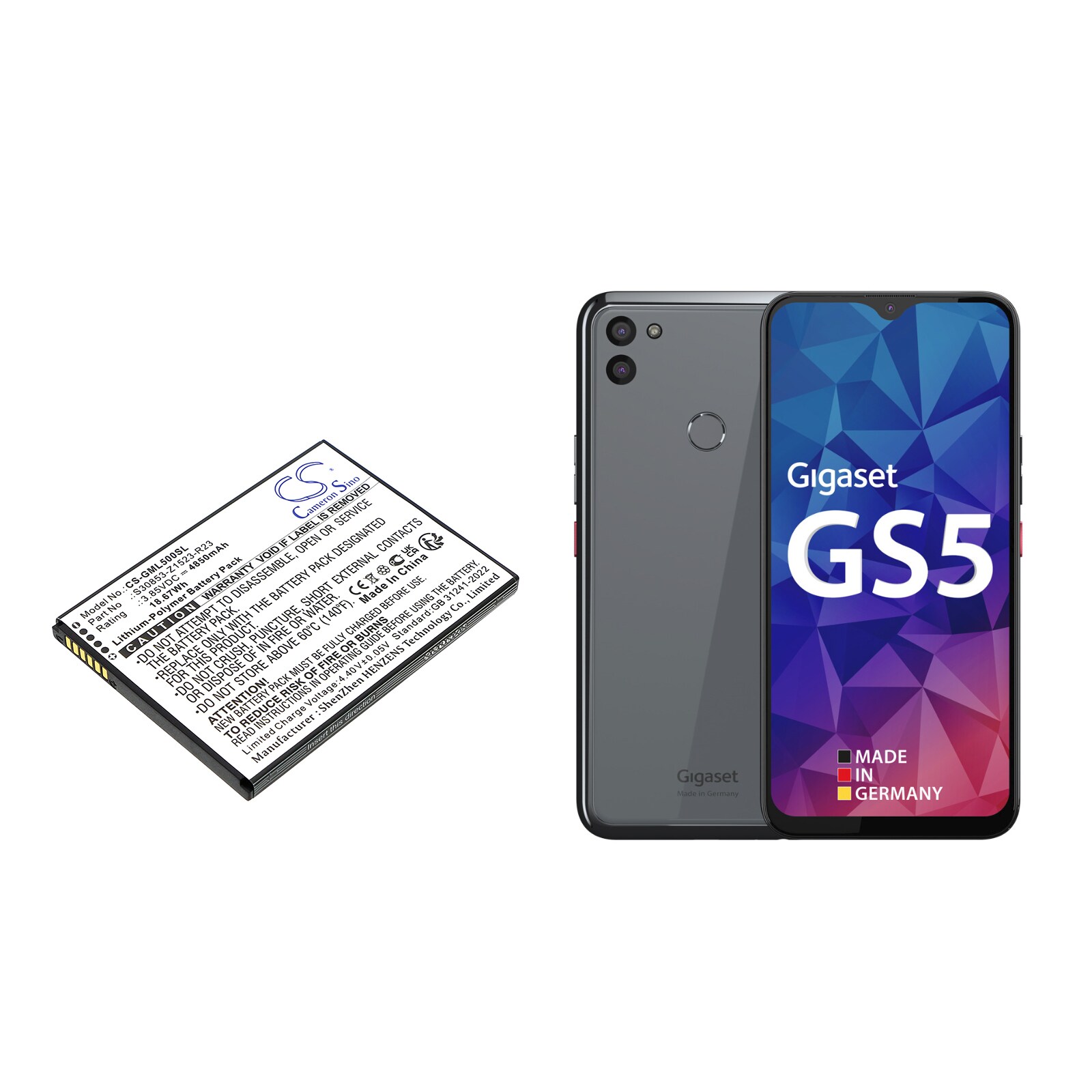 Batteri till SmartPhone, Mobil för Gigaset GS5, GS5 Lite, GS5 Senior