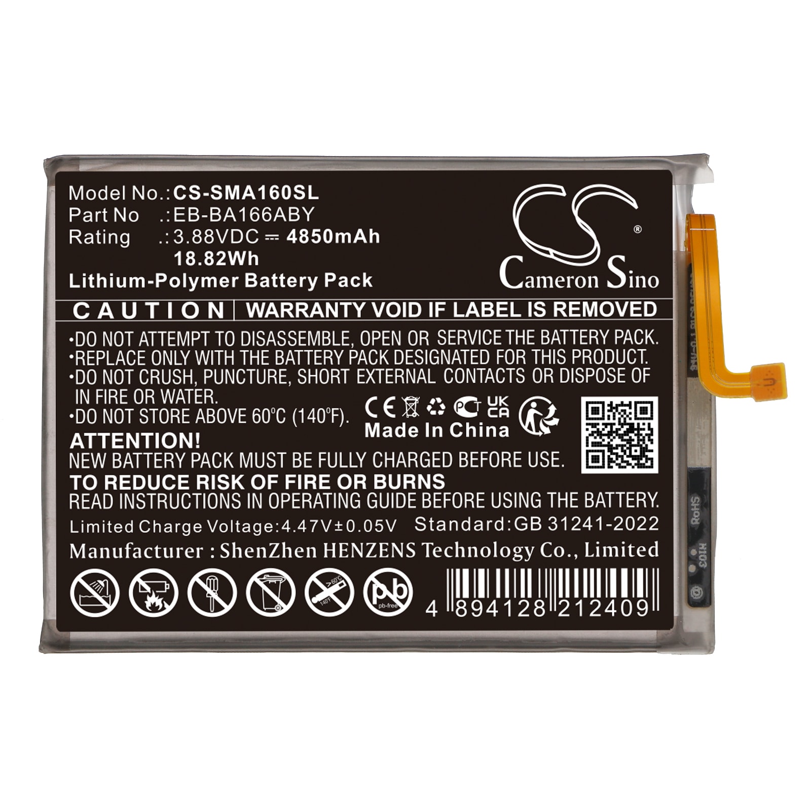 Batteri till SmartPhone, Mobil för Samsung Galaxy A16 5G, SM-A166B, SM-A166B/DS m.fl.