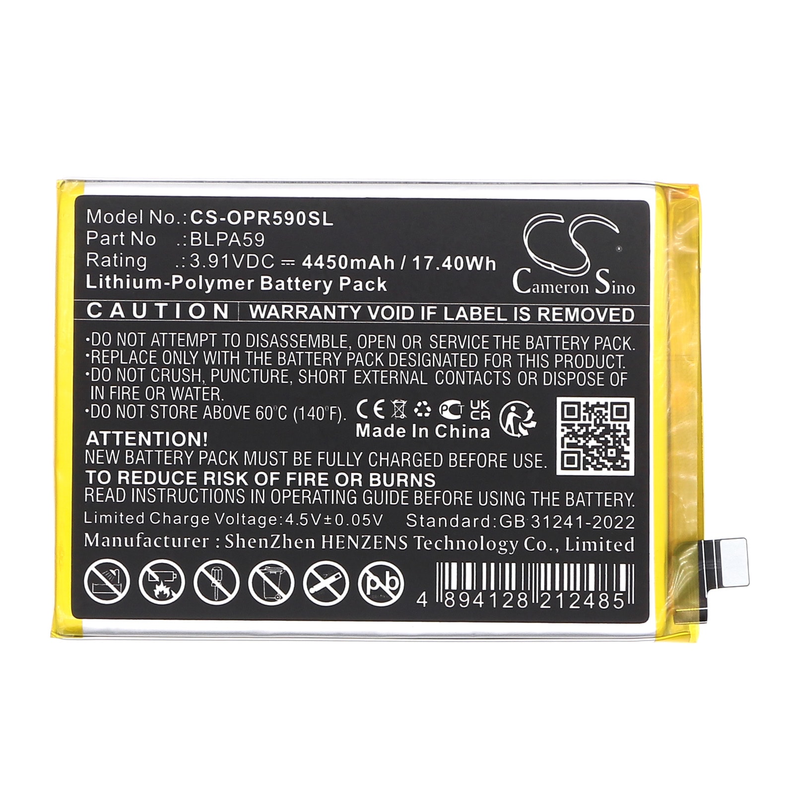 Batteri till SmartPhone, Mobil för OPPO CPH2625, Reno12, Reno12 5G