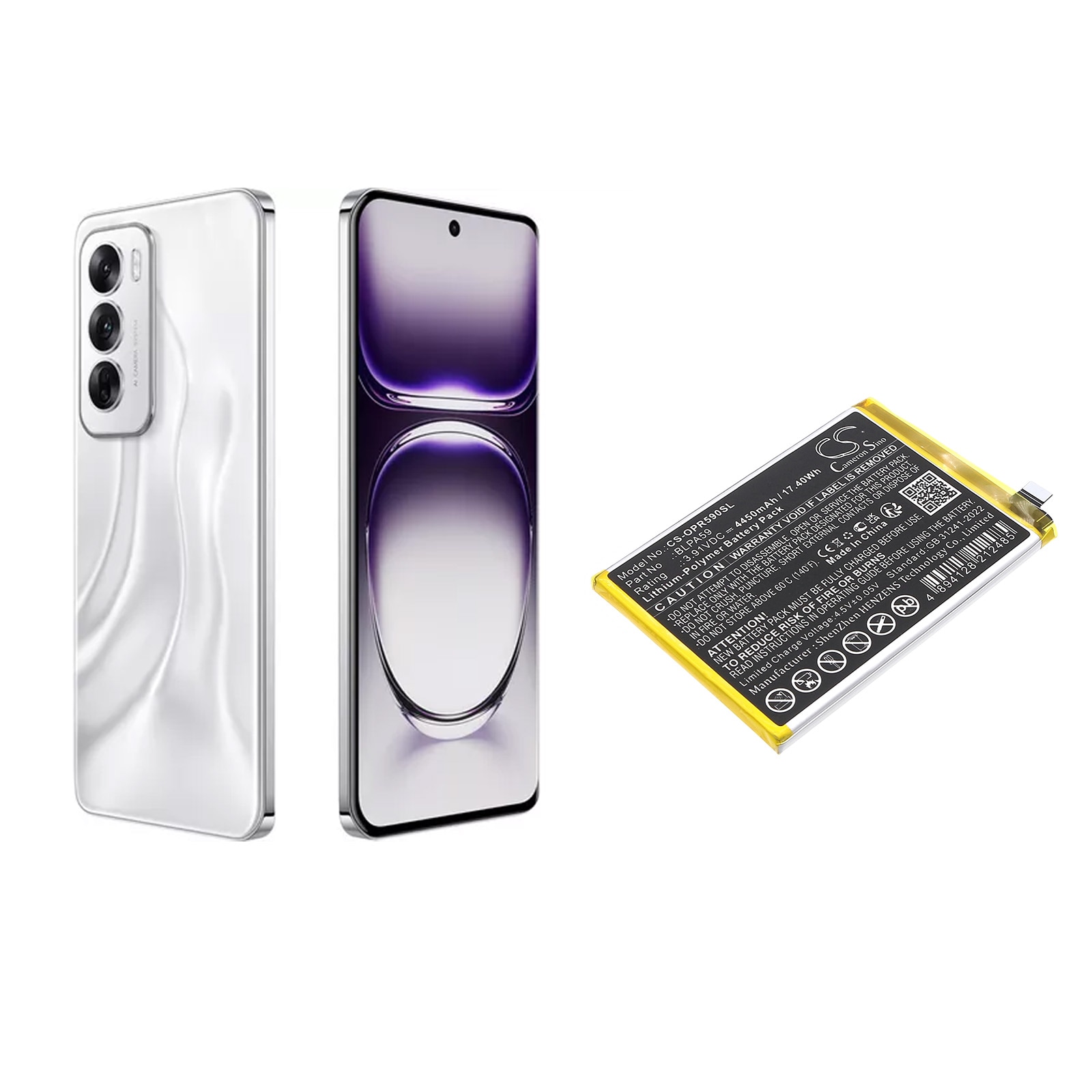 Batteri till SmartPhone, Mobil för OPPO CPH2625, Reno12, Reno12 5G