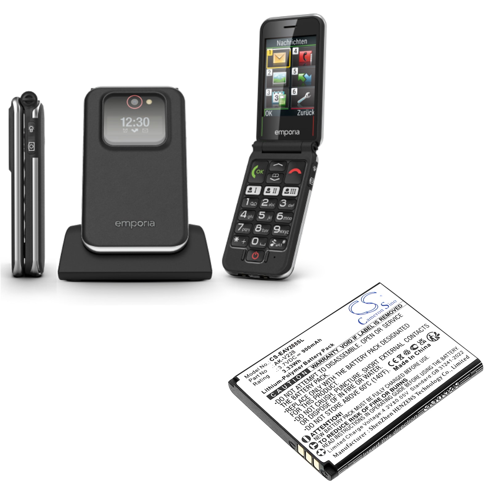Batteri till SmartPhone, Mobil för Emporia JOY LTE, V228LTE_001, V288 m.fl.