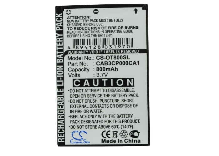 Batteri till SmartPhone, Mobil för Alcatel OT-800, OT-800A, Tribe m.fl.