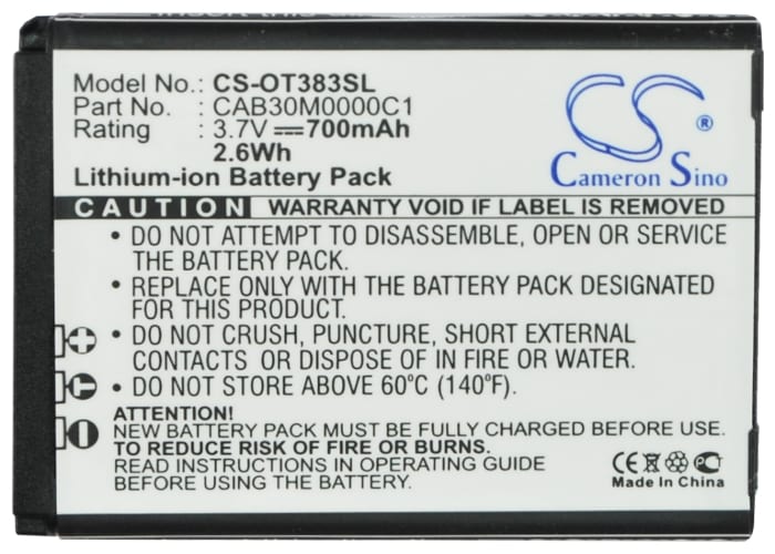 Batteri till SmartPhone, Mobil för Alcatel OT-600A, OT-383A, OT-206 m.fl.