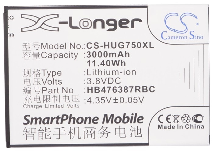 Batteri till SmartPhone, Mobil för Huawei Ascend G750, Ascend G750-T00, Glory 4 m.fl.