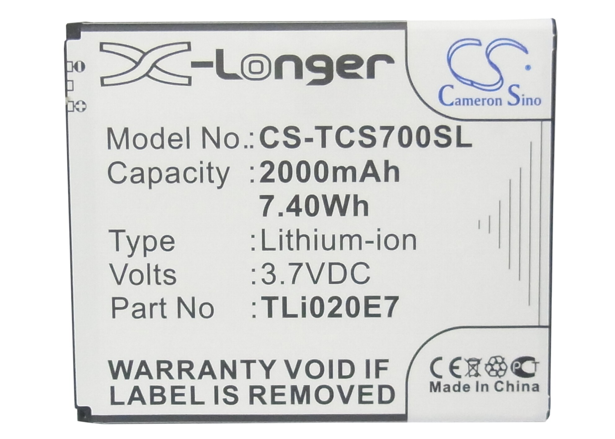 Batteri till SmartPhone, Mobil för TCL S700T, J620