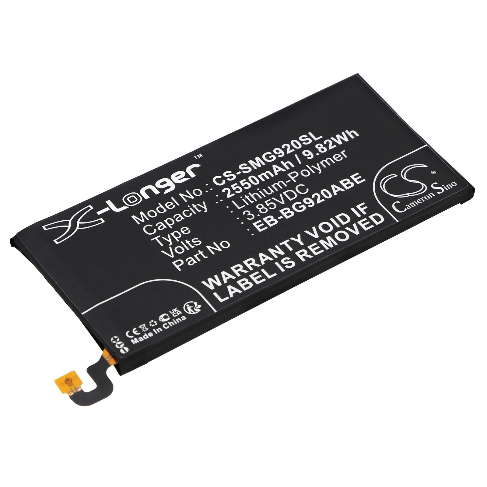 Batteri till SmartPhone, Mobil för Samsung Galaxy S6, SM-G920F, SM-G920 m.fl.