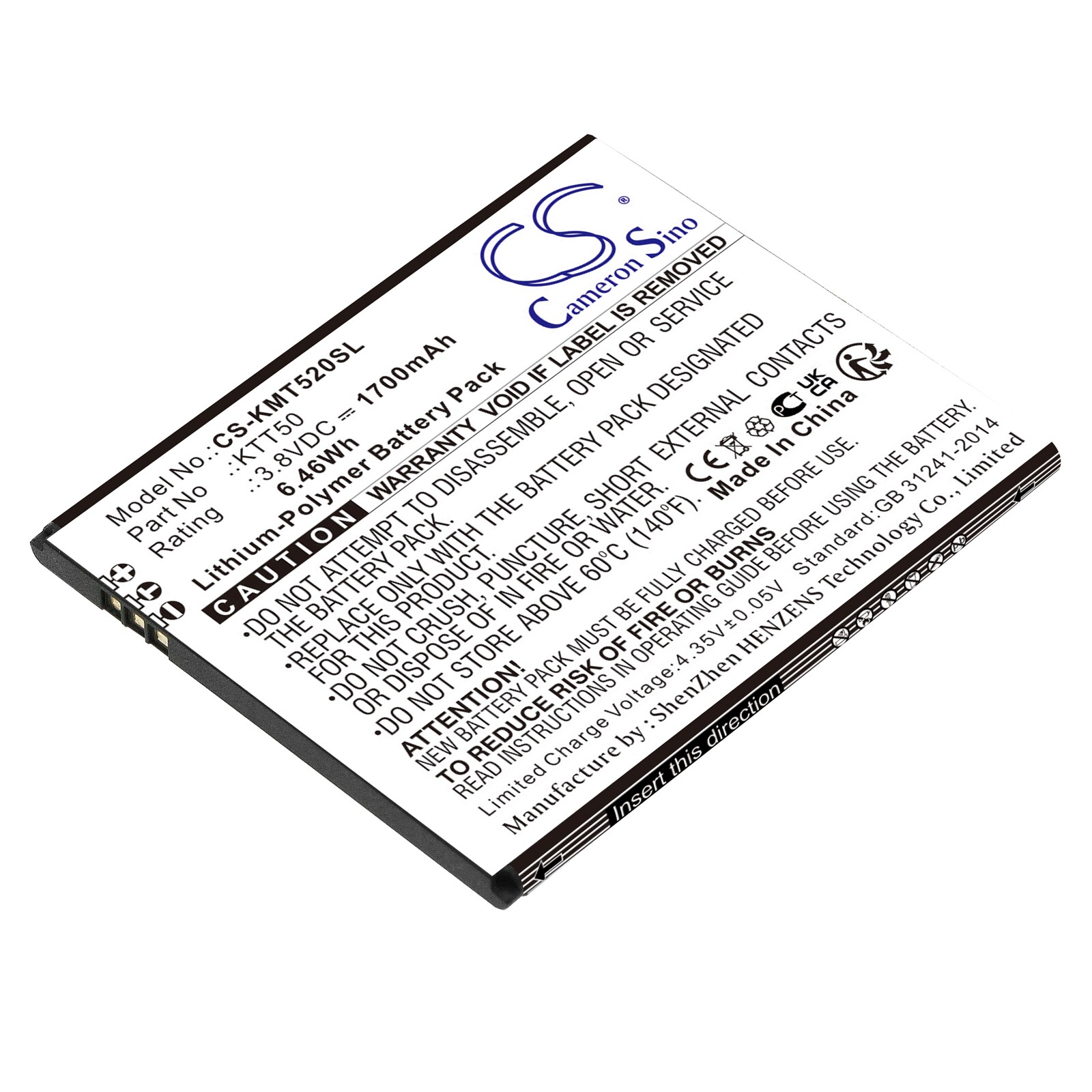 Batteri till SmartPhone, Mobil för KAZAM Tornado 2, Tornado2 5.0